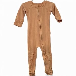 Goumi Pajama One Piece Convertable Footie Tan Butt Flap 12-18 months bamboo